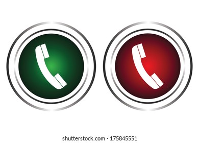 The green and red button on a white background