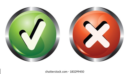 The green and red button on a white background