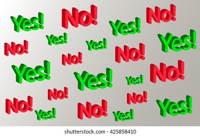 Green and red buttons Yes or no, on a gray background