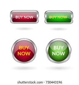 green and red buy now button on white vector design eps 10