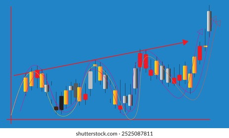 Velas verdes y rojas, concepto de gráfico comercial. Gráfico del mercado financiero sobre fondo blanco.