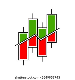 Green and red candlestick chart graph bar business icon vector design