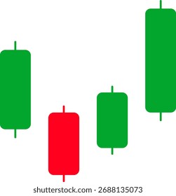 Gráfico de candelabro verde e vermelho sobre fundo branco. Adequado para o conceito de negociação e investimento. Ilustração vetorial