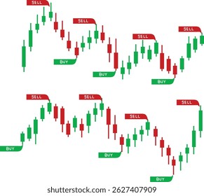 green red candlestick with Chart for stock market vector illustration. Good for banner, poster, greeting card, party card, invitation, template, advertising, campaign, and social media.
