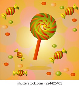 green and red candy on Halloween with colorful candies.
