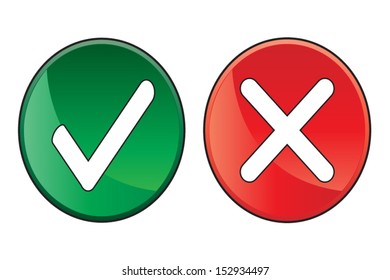 Green Red Check Mark Buttons Vector Stock Vector (Royalty Free ...