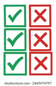 ilustración de marca de verificación verde y roja