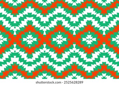 Green and Red Chevron Ikat Pattern for Christmas-Themed Fashion, Holiday Decor, and Festive Craft Projects.