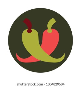 green and red chili pepper vegetable spice food block and flat icon vector illustration