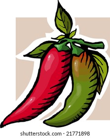 green and red chillies	