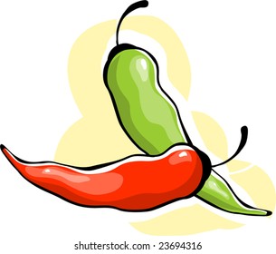 green and red chillies	