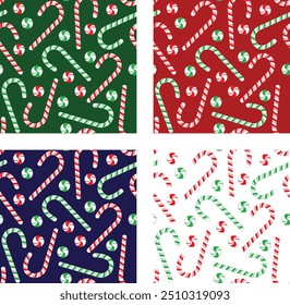 Green and Red Christmas Candy Cane Seamless Repeat Pattern Background