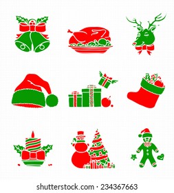 Green and Red Christmas Silhouettes