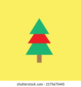a green and red Christmas tree on yellow background wallpaper