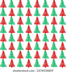 green red christmas tree simple line art pattern background