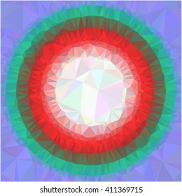 Green red circle low poly pattern