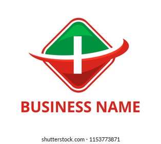 green and red color circular square box get slice into half logo graphic design with modern clean style for technology industry company with initial type letter i on it