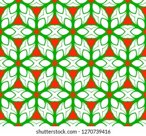 Green, red color Vector Seamless Pattern With Abstract Geometric Style. Repeating Sample Figure And Line. For Fashion Interiors Design, Wallpaper, Textile Industry.
