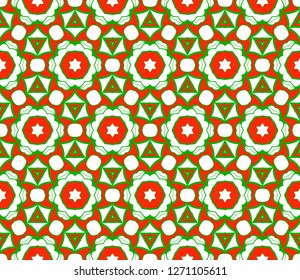 Green, red color Vector Seamless Pattern With Abstract Geometric Style. Repeating Sample Figure And Line. For Fashion Interiors Design, Wallpaper, Textile Industry.