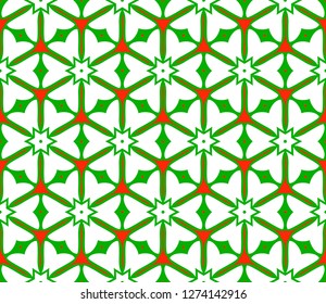 Green, red color Vector Seamless Pattern With Abstract Geometric Style. Repeating Sample Figure And Line. For Fashion Interiors Design, Wallpaper, Textile Industry.