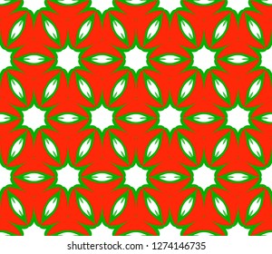 Green, red color Vector Seamless Pattern With Abstract Geometric Style. Repeating Sample Figure And Line. For Fashion Interiors Design, Wallpaper, Textile Industry.