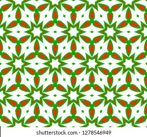 Green, red color Vector Seamless Pattern With Abstract Geometric Style. Repeating Sample Figure And Line. For Fashion Interiors Design, Wallpaper, Textile Industry.