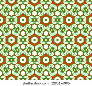 Green, red color Vector Seamless Pattern With Abstract Geometric Style. Repeating Sample Figure And Line. For Fashion Interiors Design, Wallpaper, Textile Industry.