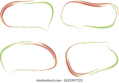 green red colorful art line abstract stroke speech bubbles set