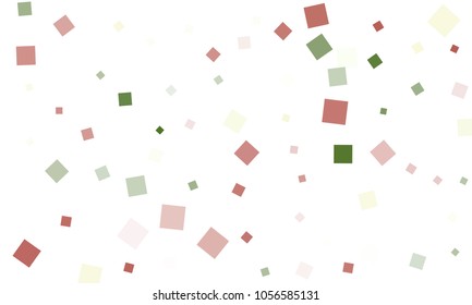 Green and Red Confetti in the Form of Rectangles on White Background