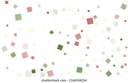 Green and Red Confetti in the Form of Rectangles on White Background