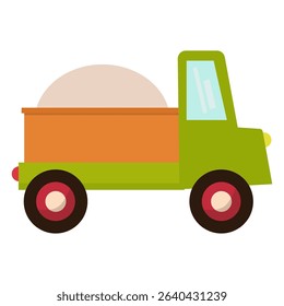 green and red construction truck