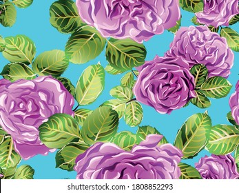 Grün und Rot Blumendesign.Sommerspitzen Blätter und Schuhbekleidung Textur. Botanische Rosenblütenbekleidung Print. Girly Hawaiian Peony Hintergrund. Rose Nahtlose Muster.