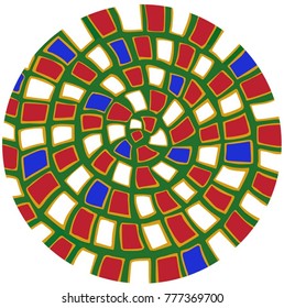 green red curl mandala