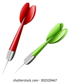 Green and red darts illustration