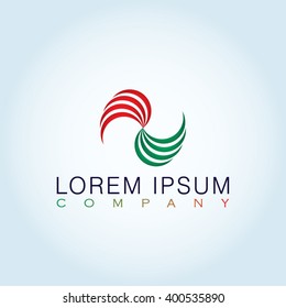 Green and red design logo