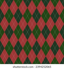 Green and red diamond argyle seamless pattern use for tablecloth, gift paper, napkin, blanket, scarf, textile and etc.