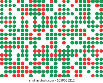 Green and red dots on white background. Vector illustration