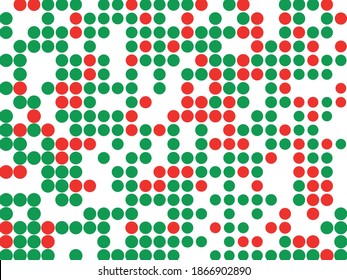 Los puntos verdes y rojos sobre fondo blanco. Ilustración del vector