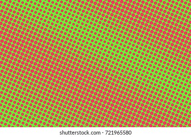 Green and red dotted halftone vector background. Autumn color palette halftone banner template. Vintage dotted pattern. Textured dotted gradient. Pop art surface design. Abstract halftone texture