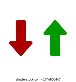 Green Up and Red Down Arrow Icons with Rounded Edges. Vector Image. 