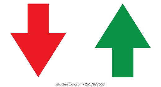 Green Up and Red Down Arrow Icons with Rounded Edges. Up and down arrow vector design. symbol of up and down arrow icons.