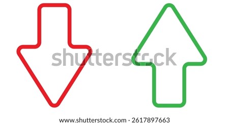 Green Up and Red Down Arrow Icons with Rounded Edges. Up and down arrow vector design. symbol of up and down arrow icons.