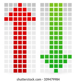 Green and red, up and down arrow. Vector.