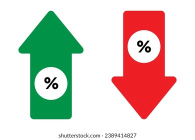 Green up and red down percentage arrows