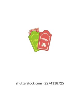 icono del sobre rojo verde Ramadán y Eid Islámico