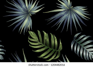 Green red exotic pattern. Monstera leaves and hibiscus flowers in summer print.  Saturated large floral swimwear print. Horizontal california natural texture design. Bonny spring botanical design.