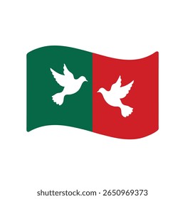 Green red flag with doves representing peace Revolucion Mexicana Mexico vector