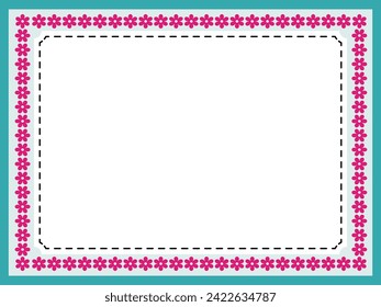 green and red flower photo frame border vector illustration