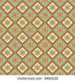 Green and red flower seamless background pattern