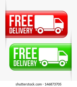 Green and Red Free delivery labels